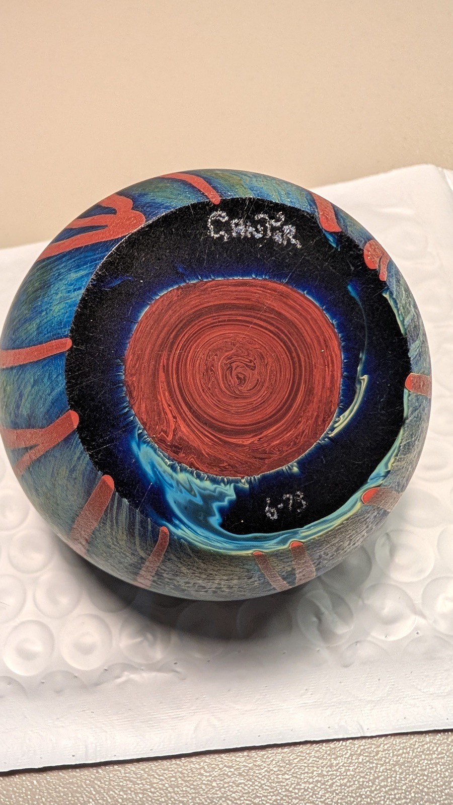 Vintage 1973 Mark Cantor Lundberg Studios Art Glass Hearts Signed Paperweight