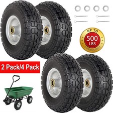 4.10/3.50-4 Tire and Dolly Wheel Flat Free Solid Rubber Hand Truck Wheels 10 In