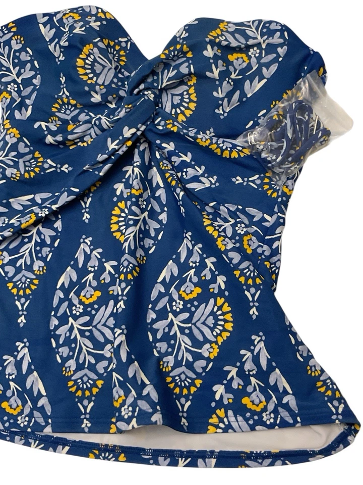 Traje de baño Tankini Ann Taylor Loft Beach para mujer 2 piezas azul floral mediano Foto 2 de 4