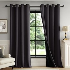 100 Blackout Curtains for Bedroom, 52"W x 84"L Pack of 2 Grommet  Black