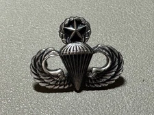 🇺🇸 US Army Master Parachutist Badge Mini Clutch Back Krew GI Silver Filled