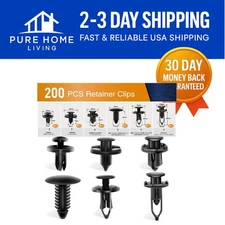 200 Pcs of Heavy-Duty Universal Plastic Fender Clips - 6 Size Auto Fasteners