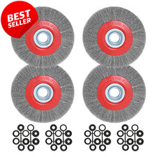 8" Bench Wire Wheel Brush 4 Pack Coarse Crimped Steel 0.012" w/ Arbor Spacers US