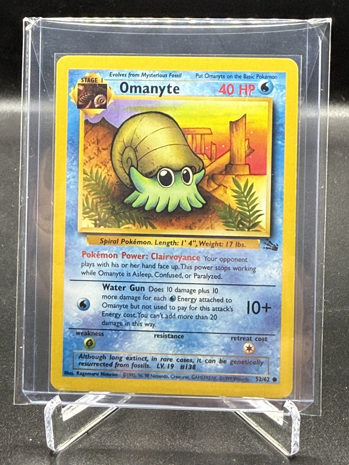 Pokemon TCG Omanyte Fossil 52/62 Unlimited Common Card WOTC NM