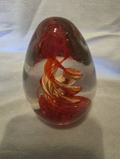 Tripact Inc M Design Art Handcraft Ruby Red Spiral Egg Paperweight