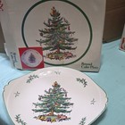 Spode Christmas Tree Round Cake Plate Ceramic Glossy England S3324 L — photo 2