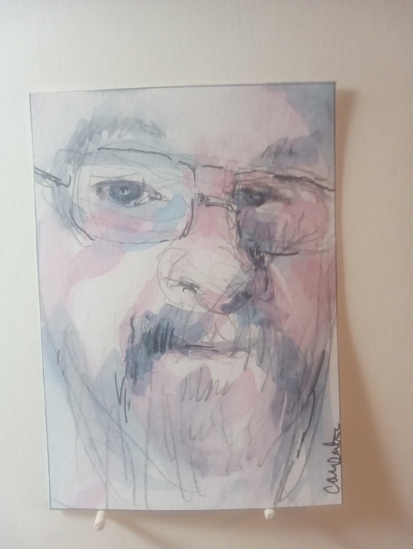 ACEO Original Painting OOAK Pen and Watercolor 2.5" x 3.5"  me ad nauseum again.