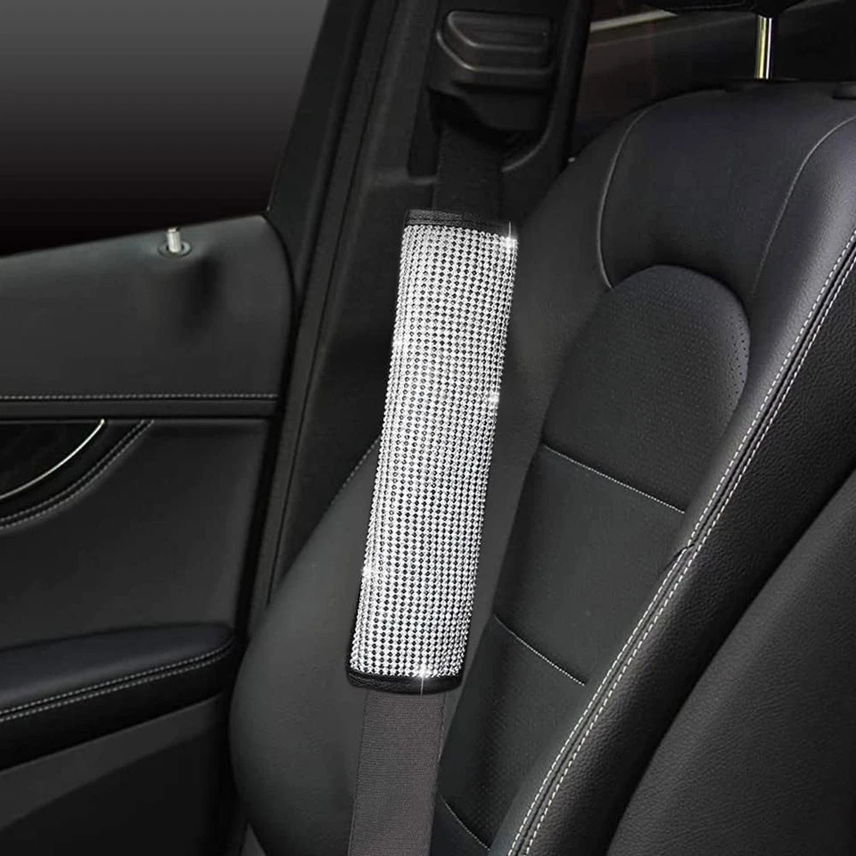 2 PIEZAS Bling estrás cinturón de seguridad de coche fundas suaves correa para el hombro almohadillas de cojín Foto 4 de 4