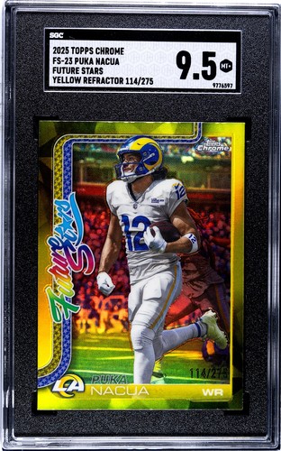 2025 Topps Chrome Puka Nacua Future Stars Yellow Refractor /275 #FS-23 Rams SGC