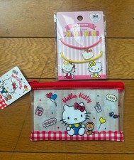 Hello Kitty Clear Pouch Sanrio Cosmetic Bag Japan limited and kitty charm band