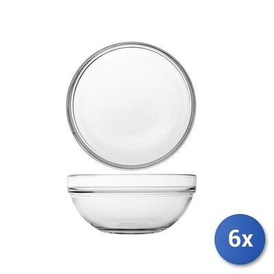 6X Pasabahce Salad Bowls 1.7 L Round Transparent Glass 1 Pc Diameter 20 Cm