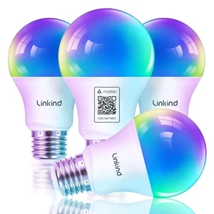 Linkind Matter Ampoules de lumière intelligentes, ampoules intelligentes fonctionnent avec Apple Home, Siri, Ale...