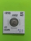 1938 Canadian George V .8 Silver 10 cent Dime.  Trending At $18