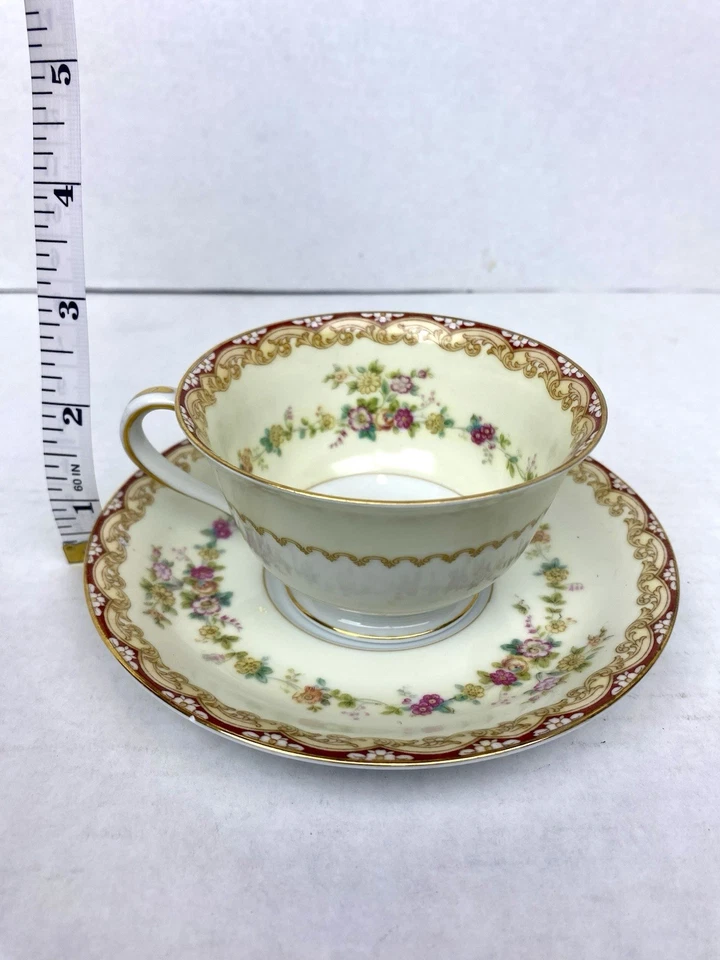 Tazas de té Noritake China Dimity 4904 Japón - Juego de 6 adornos florales dorados vintage Foto 2 de 4
