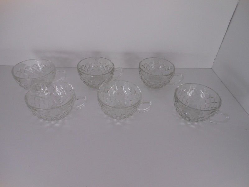 Anchor Hocking Waterford Waffle Clear Coffee or Punch Cups set of 6