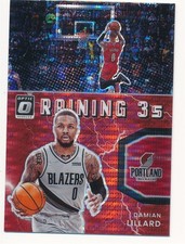 DAMIAN LILLARD 2021-22 DONRUSS OPTIC RAINING 3S RED PULSAR PRIZM #9 BLAZERS
