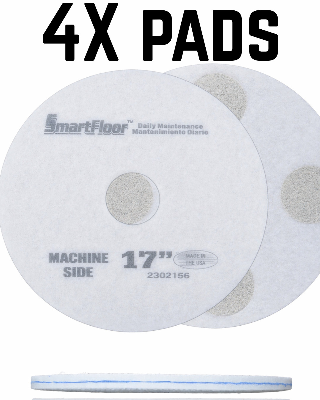 4 Pack SmartFloor Daily Maintenance Pads 17" Blue WMDMP