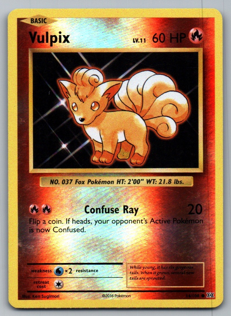 Vulpix 14/108 Common Evolutions Pokemon Reverse Holo Near Mint