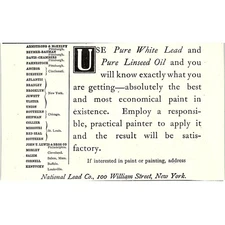 Pure White Lead and Pure Linseed Oil National Lead Co NY 1903 Ad AG3-H1