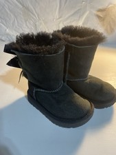 UGG Toddler Bailey Bow II Boots Black Sheepskin Size 8