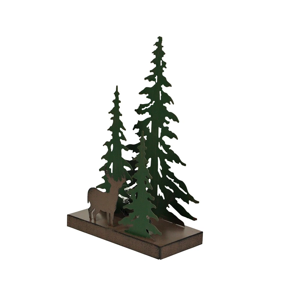 Rustic Metal Deer Forest Stroll Accent Lamp Decorative Woodland Cabin Home Decor - Image 3 of 4