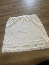 Vintage Half Slip Women 3X White Polyester Lace Trim Slit Made In USA Nice