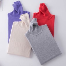 Damen Feinstrick-Pullover Kaschmir Pulli Roll...