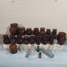 26 Vintage Amber Glass BOVRIL Marmite OXO Beefex Bottles Jars Job Lot apothecary