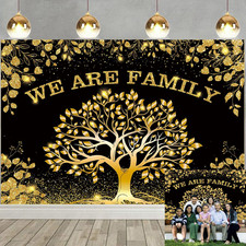 Family Reunion Backdrop Black Gold We are Family Photography Background Family T