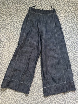 Odeeh High Waisted Wide Legged Denim Trouser Pants Size 34