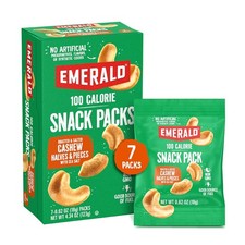 Emerald Nuts Roasted and Salted Cashews 7ct (1-Pack), 100-Calorie Individual Pac