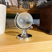 Mini Crystal World Globe Paperweight Glass Sphere Desk Decor Ornament Gift