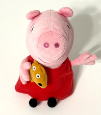 Ty Beanie Baby PEPPA PIG With Teddy Bear 2015 Stuffed Plush Toy 6"