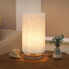 Small Bedside Night Table Lamp for Bedroom, Minimalist Nightstand Lamp with R...