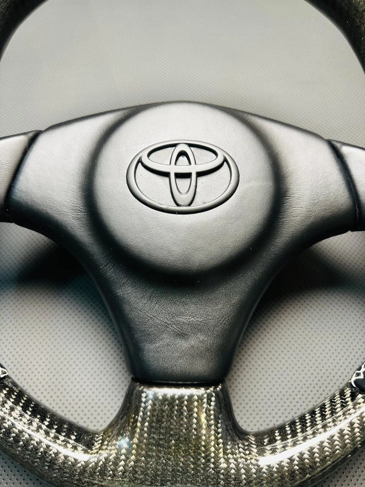 Volante de fibra de carbono real cosido blanco Toyota Supra MK4 1993-1998 Foto 3 de 4