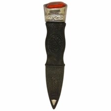 TC Kilt Safety Sgian Dubh Antique Dummy Pewter Mount with Orange Stone