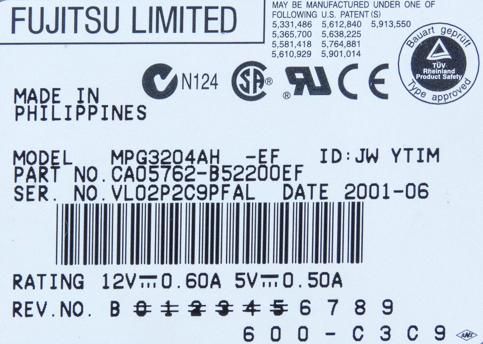 Fujitsu Mpg3204ah 20gb 7200rpm Ata 3.5" Hdd - Image 3 of 3