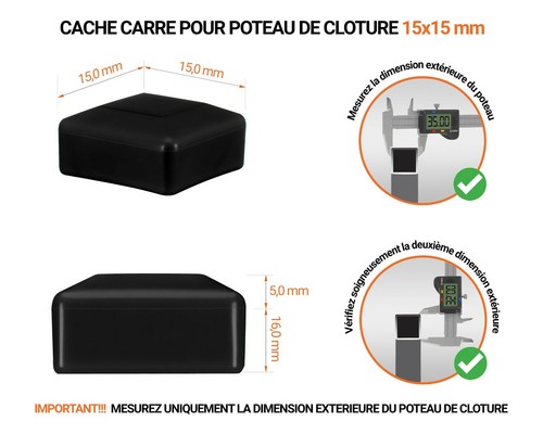 Chapeau carré couvre poteau Chapeaux poteaux clôture Capuchon poteau jardin - Picture 10 of 19