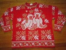 Teddy Bears Vtg 90s Ugly Tacky Holiday Christmas Sweater LADIES XL Made in USA