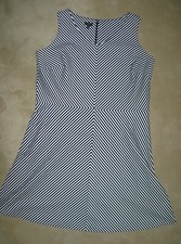 NWOT TALBOTS WOMAN Black/White Op Art Stripe Ponte Knit Svless Dress 2X Plus