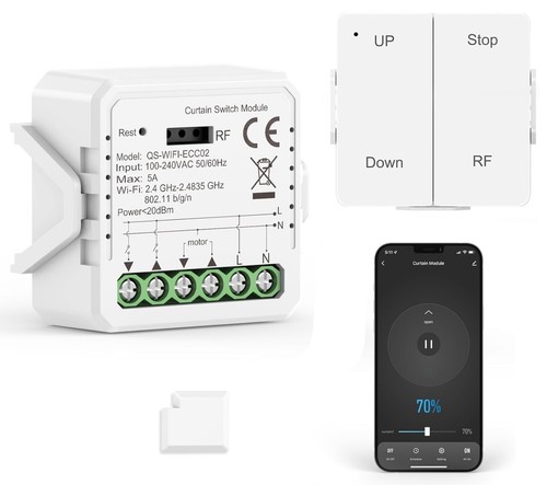 Interruttore Tapparelle Wifi Con Telecomando RF Da Parete Appoggio Google Alexa - Afbeelding 1 van 10