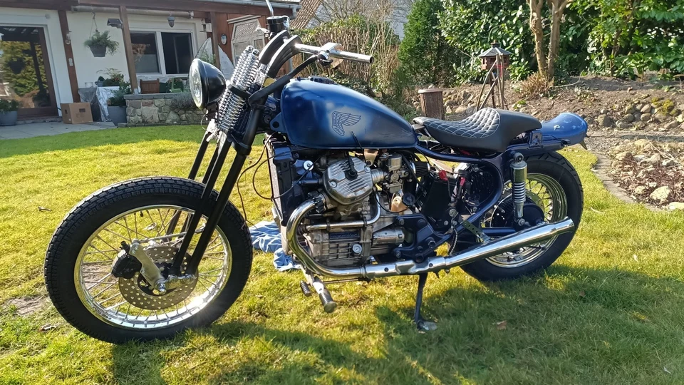 Honda CX 500C Projekt , Springergabel AME 2-4 Auspuff , K&N , Vorverlegte Fußras - Bild 2 von 4