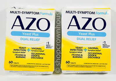 2 AZO Multi-Benefit Formula YEAST PLUS Dual Relief 60 Tablets 05/2026 ~ READ!