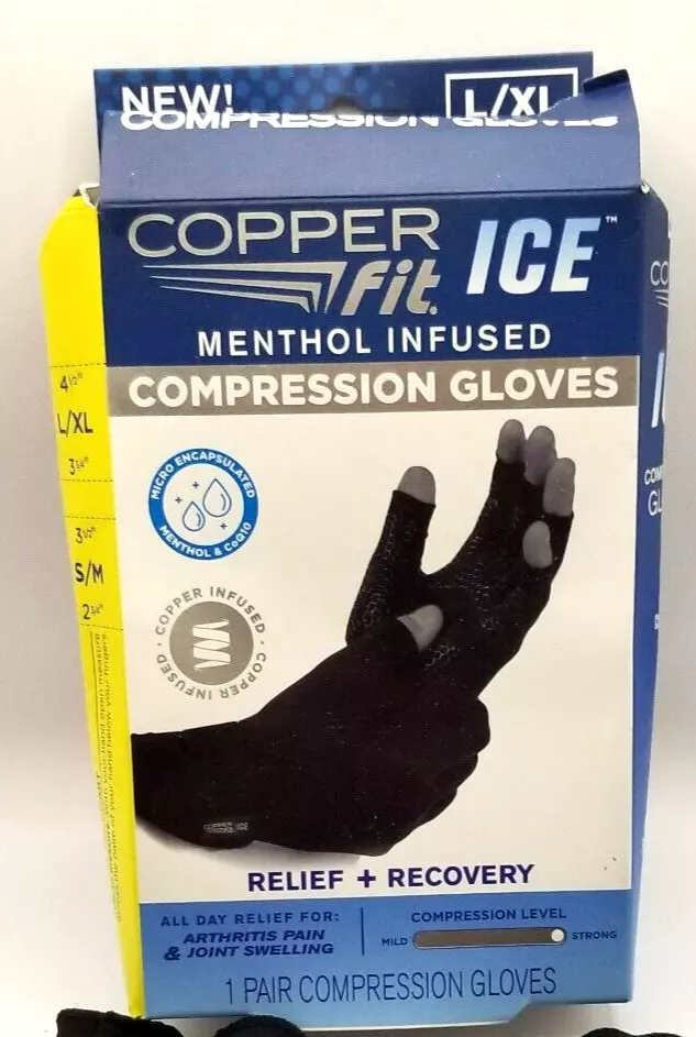  Copper Fit ICE Compression Gloves Infused with Menthol