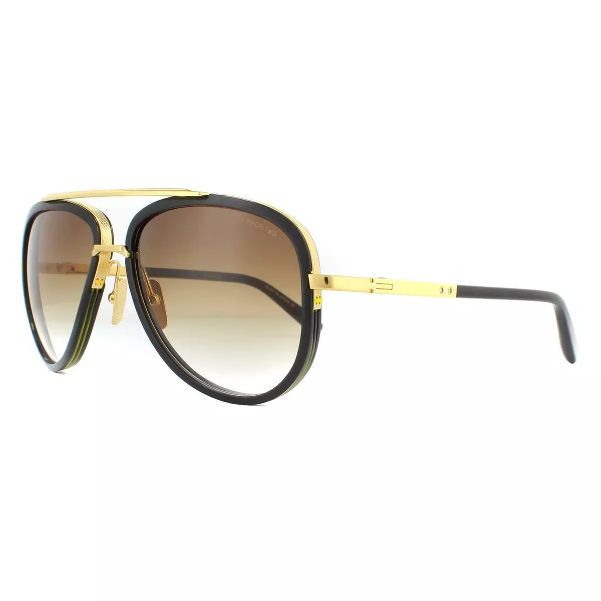 Dita Sunglasses Mach Two B Black and Shiny 18K Gold Brown Gradient