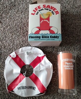 Vintage Inflatable Life Saver Floating Glass Caddy 1970's with Original Box