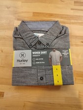 Hurley Men's Short Sleeve 100 Cotton Woven Casual Button Down Shirt Gray Small