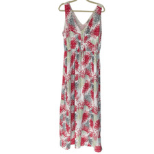 Lucky Brand Floral Maxi Dress Women’s Large, Sleeveless drawstring Long Summer