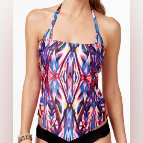 NWT Becca Medium Aura Halter Tankini Top Blue Tribal Swimwear Bathing Suit Swim - Picture 12 of 12