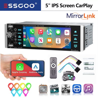ESSGOO 5'' Touch Screen Wireless Apple Carplay Portable Car Stereo Android Auto